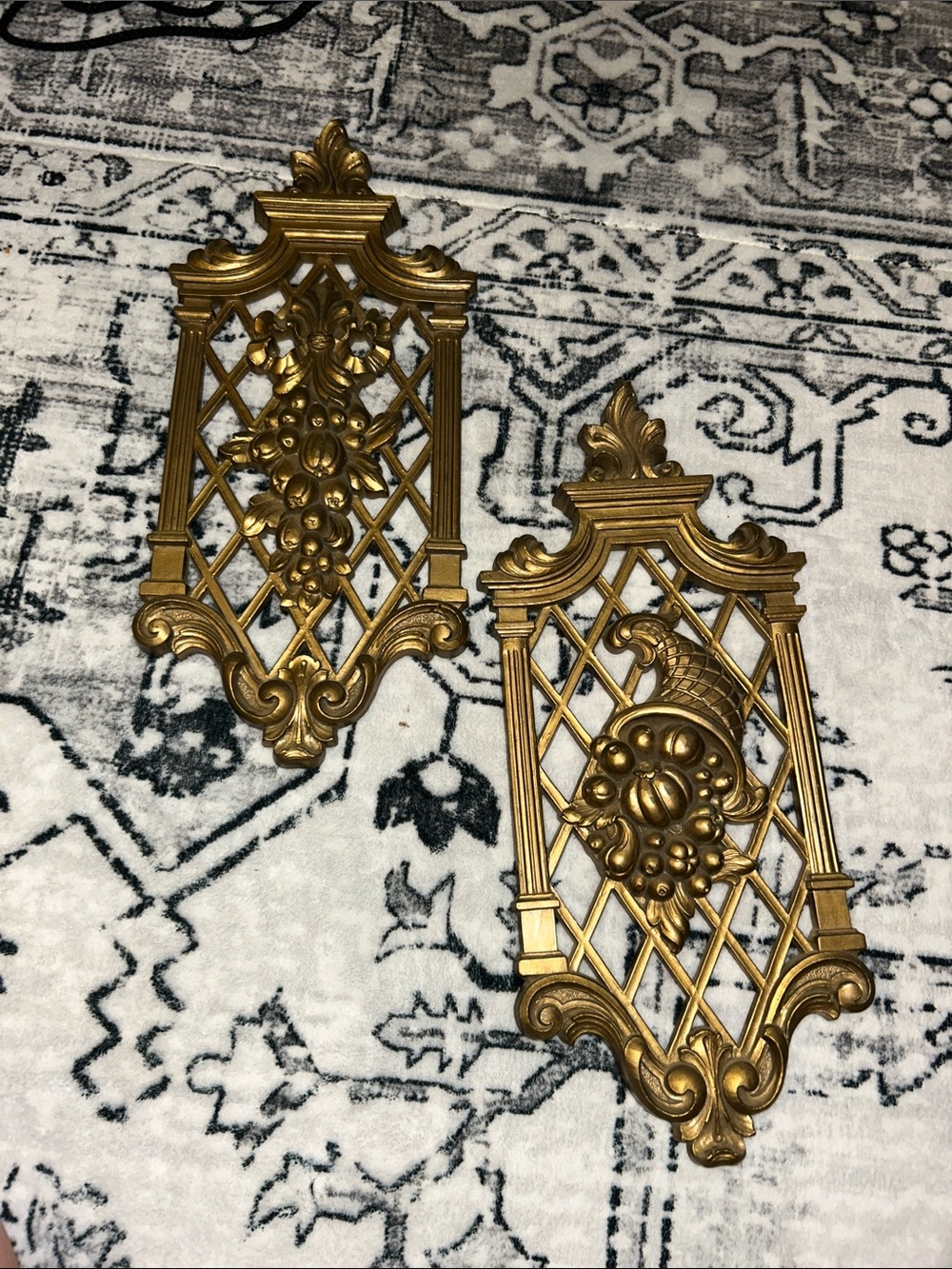 Syrco Decorative Gold Wall Plaques - Ornate Fruit Motif